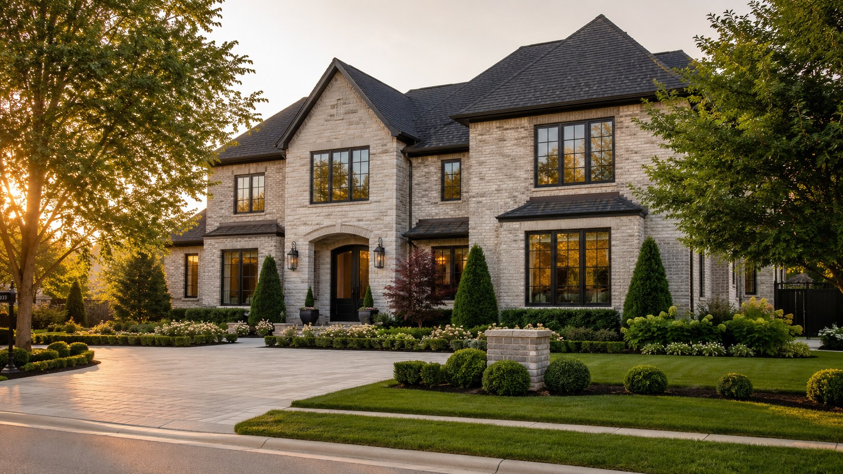 Nolensville brick home with coordinated premium black windows