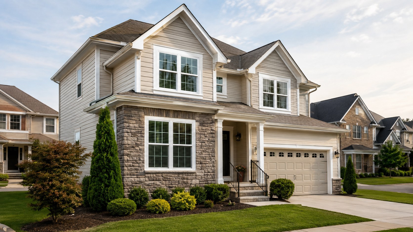Spring Hill subdivision home with bright vinyl replacement windows