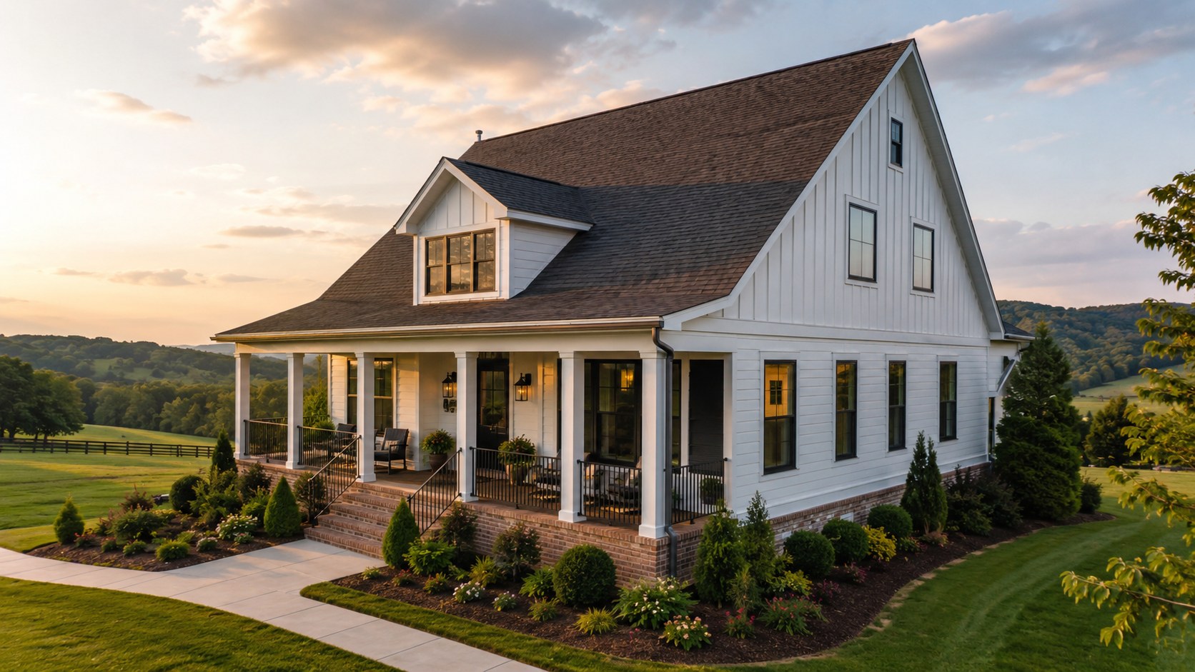 Thompson’s Station farmhouse with premium black replacement windows